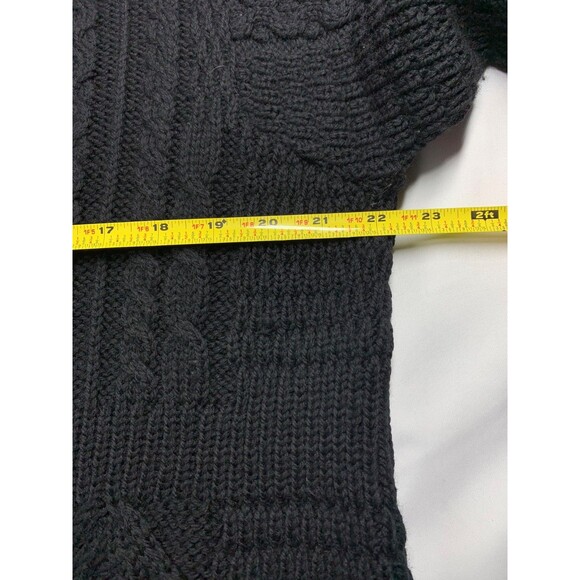 Kilronan Knitwear 100% Merino Wool Sweater Womens L Black Cable Knit Cardigan - Picture 4 of 7